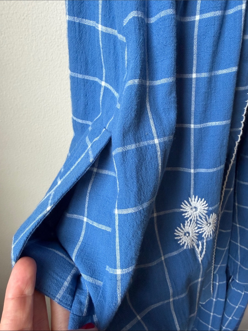 Madewell Blue Checked Embroidered Midi Sundress - Picture 5 of 5